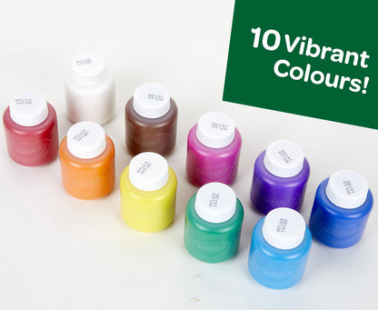 CRAYOLA Washable Paints - Assorted Colours (Pack of 10) | Perfect for Any Arts & Crafts Needs - Easily Washable | Ideal for Kids Aged 3+ (Packaging may vary