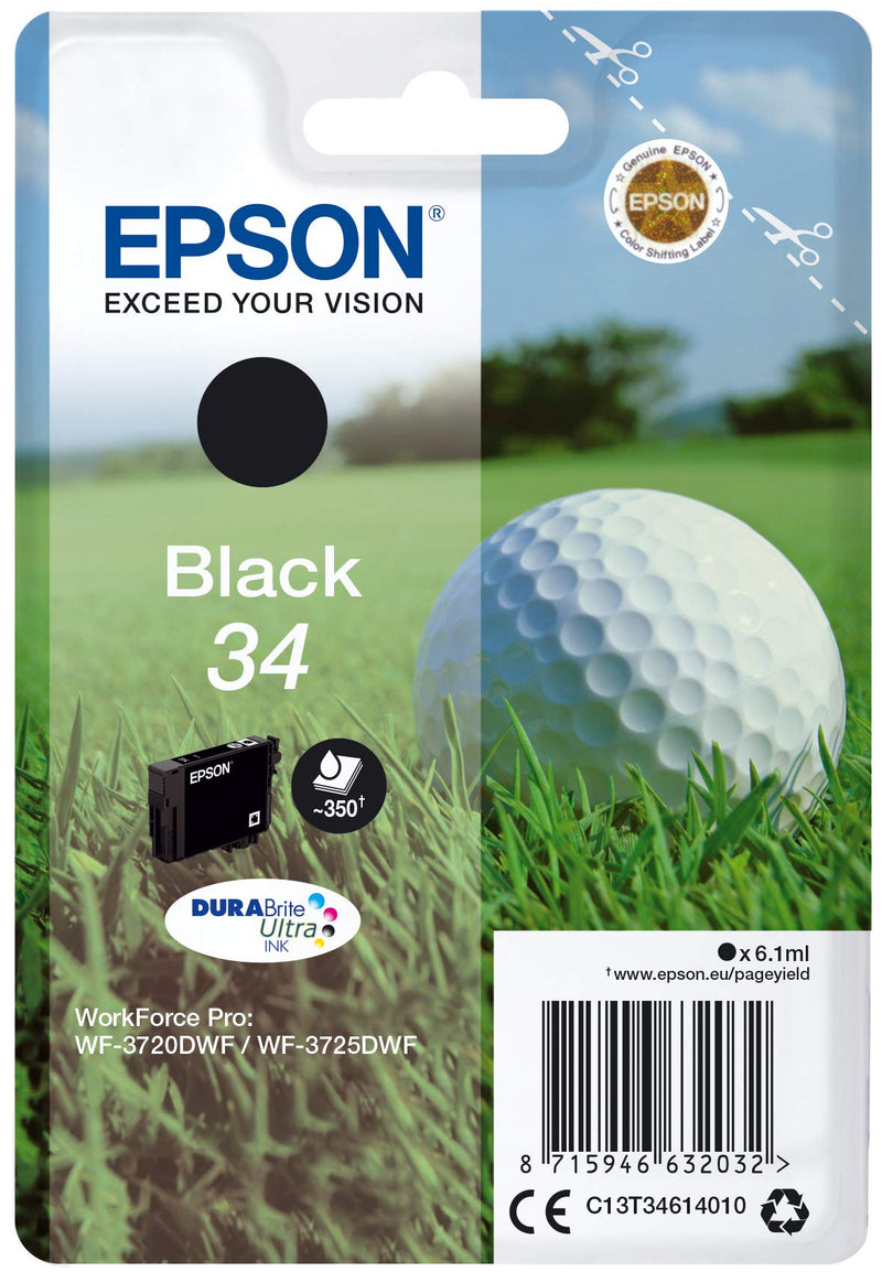 Epson 235M513 Original 34 Tinte Golfball (WF-3720DWF WF-3725DWF,AmazonDashReplenishment)schwarz