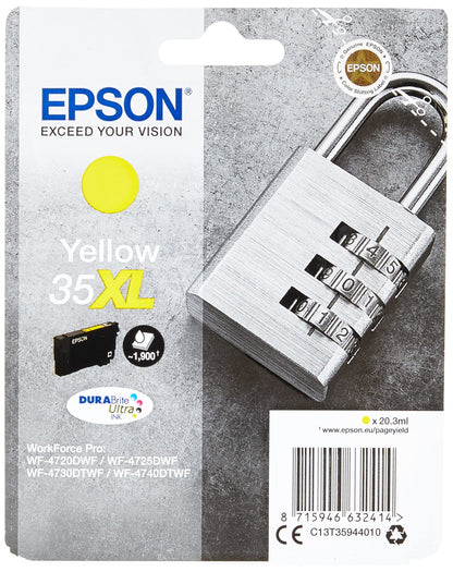 Epson 35XL Yellow Padlock High Yield Genuine Ink, Claria Photo HD Ink Cartridge