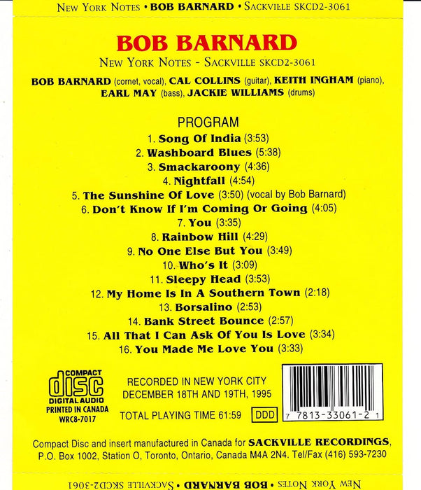 Bob Barnard - New York Notes