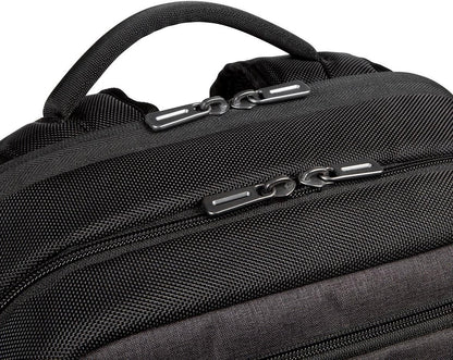 Targus CitySmart Advanced Travel Business Commuter Laptop Backpack with Multiple Pockets, Back Panel Support, Trolley Strap, Protective Sleeve fits 12.5-15.6-Inch Laptop, Black/Grey (TSB912EU