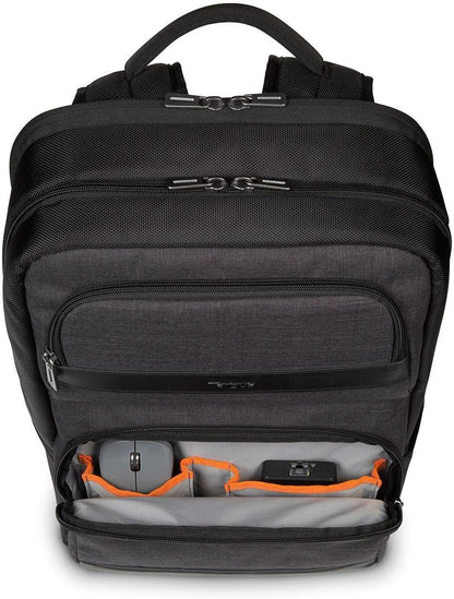 Targus CitySmart Advanced Travel Business Commuter Laptop Backpack with Multiple Pockets, Back Panel Support, Trolley Strap, Protective Sleeve fits 12.5-15.6-Inch Laptop, Black/Grey (TSB912EU