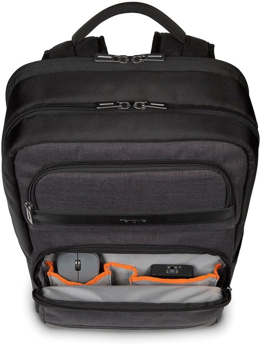 Targus CitySmart Advanced Travel Business Commuter Laptop Backpack with Multiple Pockets, Back Panel Support, Trolley Strap, Protective Sleeve fits 12.5-15.6-Inch Laptop, Black/Grey (TSB912EU