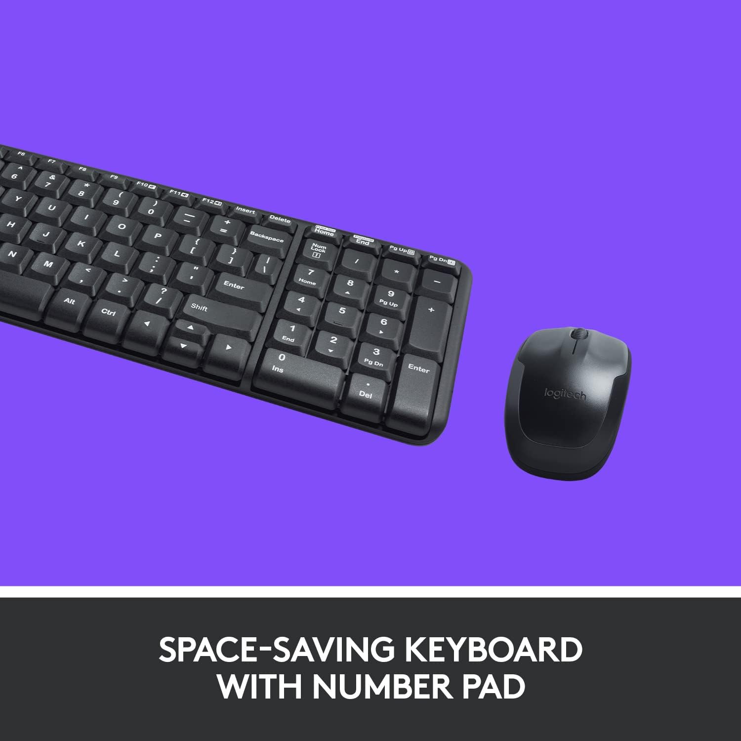 Logitech MK220 Compact Wireless Keyboard and Mouse Combo for Windows, 2.4 GHz Wireless with Unifying USB-Receiver, 24 Month Battery, Compatible with PC, Laptop, QWERTY UK English Layout - Black