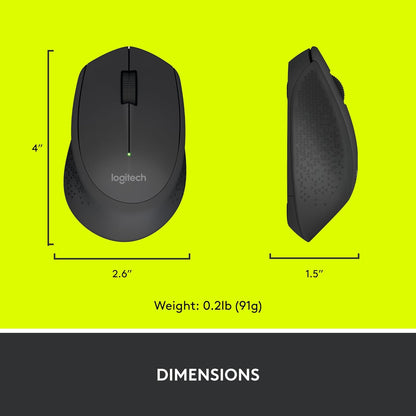 Logitech M280 Wireless Mouse, 2.4 GHz with USB Nano Receiver, 1000 DPI Optical Tracking, 3 Buttons, 18 Month Battery, Compatible with PC, Mac, Laptop, Chromebook