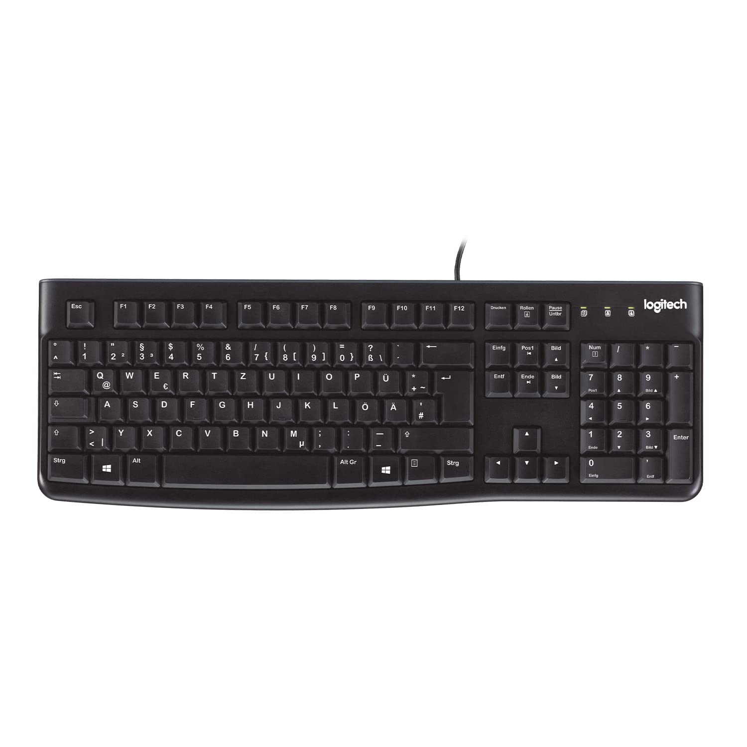 Logitech K120 Wired Keyboard for Windows, QWERTZ German Layout - Black
