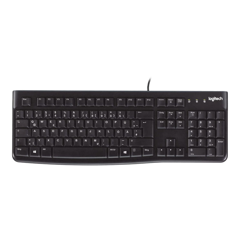 Logitech K120 Wired Keyboard for Windows, QWERTZ German Layout - Black