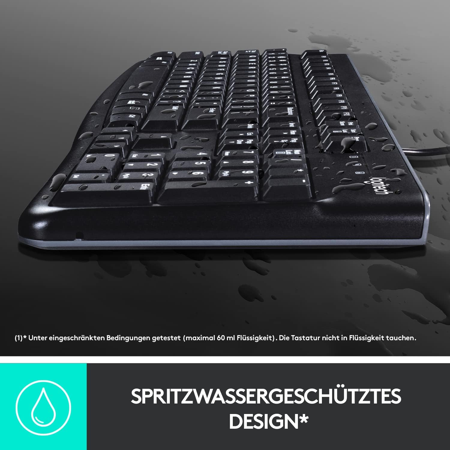 Logitech K120 Wired Keyboard for Windows, QWERTZ German Layout - Black
