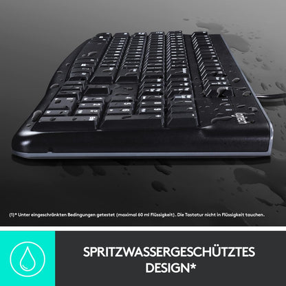 Logitech K120 Wired Keyboard for Windows, QWERTZ German Layout - Black