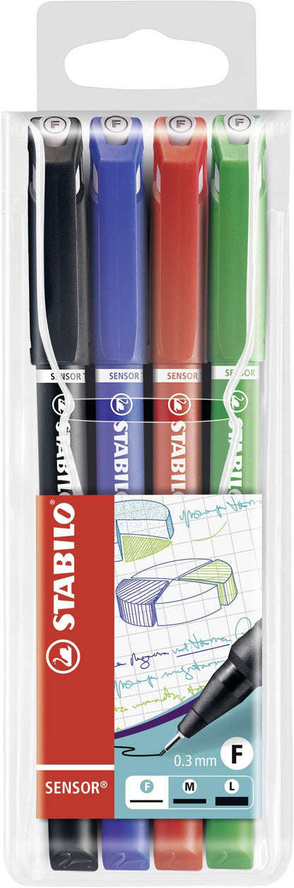 Fineliner with Cushioned F-Tip - STABILO SENSOR fine - Pack of 4