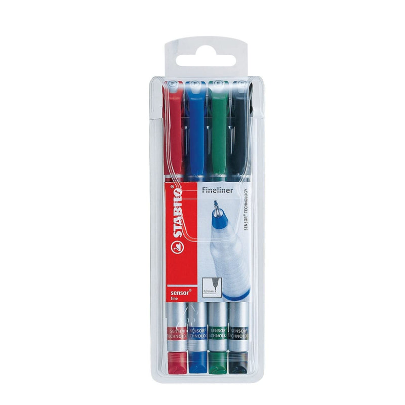 Fineliner with Cushioned F-Tip - STABILO SENSOR fine - Pack of 4