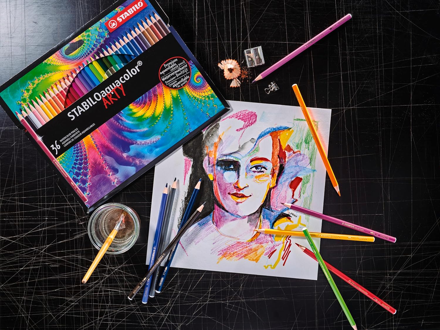 Aquarellable Colouring Pencil - STABILOaquacolor - ARTY - Tin of 24 - Assorted Colours