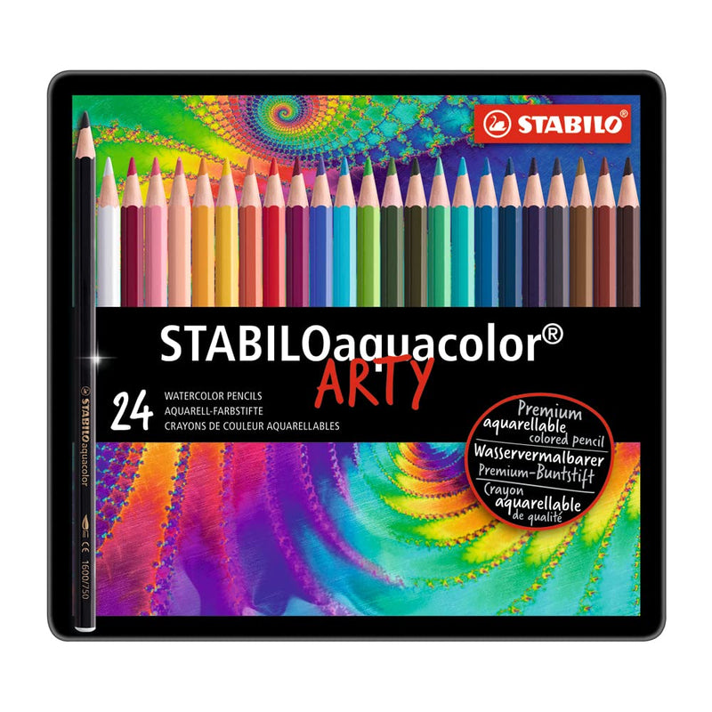 Aquarellable Colouring Pencil - STABILOaquacolor - ARTY - Tin of 24 - Assorted Colours