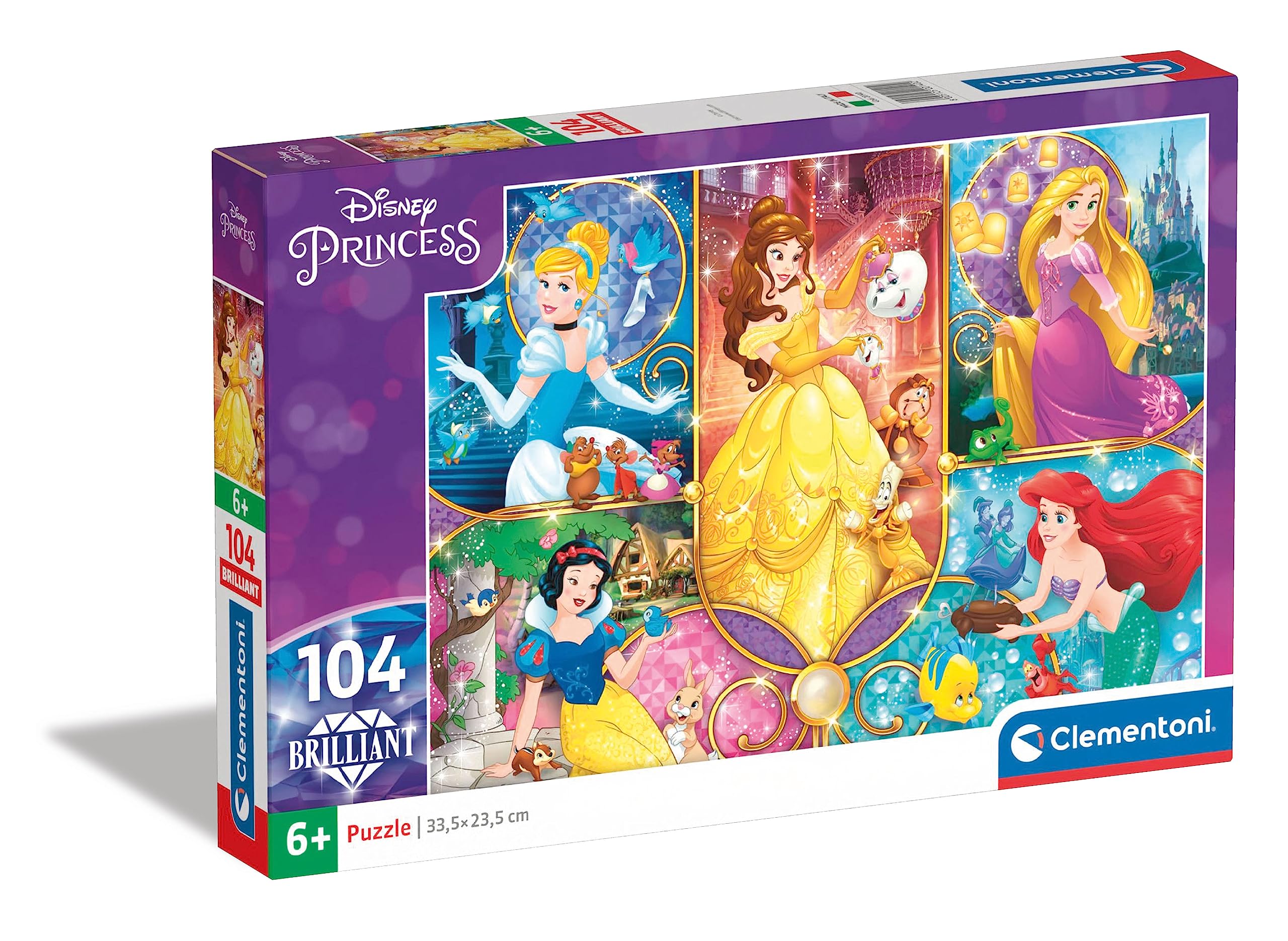 Clementoni 20140.2 Disney Princess Clementoni-20140-Brilliant Puzzle-Princess-104 Pieces, 6 (EU)