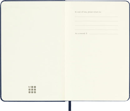 Moleskine Classic Plain Paper Notebook, Hard Cover and Elastic Closure Journal, Color Sapphire Blue, Size Pocket 9 x 14 cm, 192 Pages