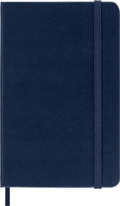 Moleskine Classic Plain Paper Notebook, Hard Cover and Elastic Closure Journal, Color Sapphire Blue, Size Pocket 9 x 14 cm, 192 Pages
