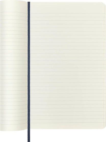 Moleskine Classic Ruled Paper Notebook, Soft Cover and Elastic Closure Journal, Color Sapphire Blue, Size Large 13 x 21 A5, 192 Pages