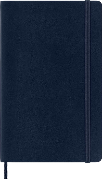 Moleskine Classic Plain Paper Notebook, Soft Cover and Elastic Closure Journal, Color Sapphire Blue, Size Large 13 x 21 A5, 192 Pages