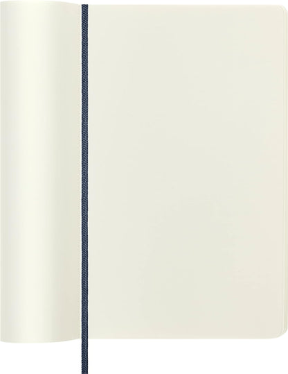 Moleskine Classic Plain Paper Notebook, Soft Cover and Elastic Closure Journal, Color Sapphire Blue, Size Large 13 x 21 A5, 192 Pages