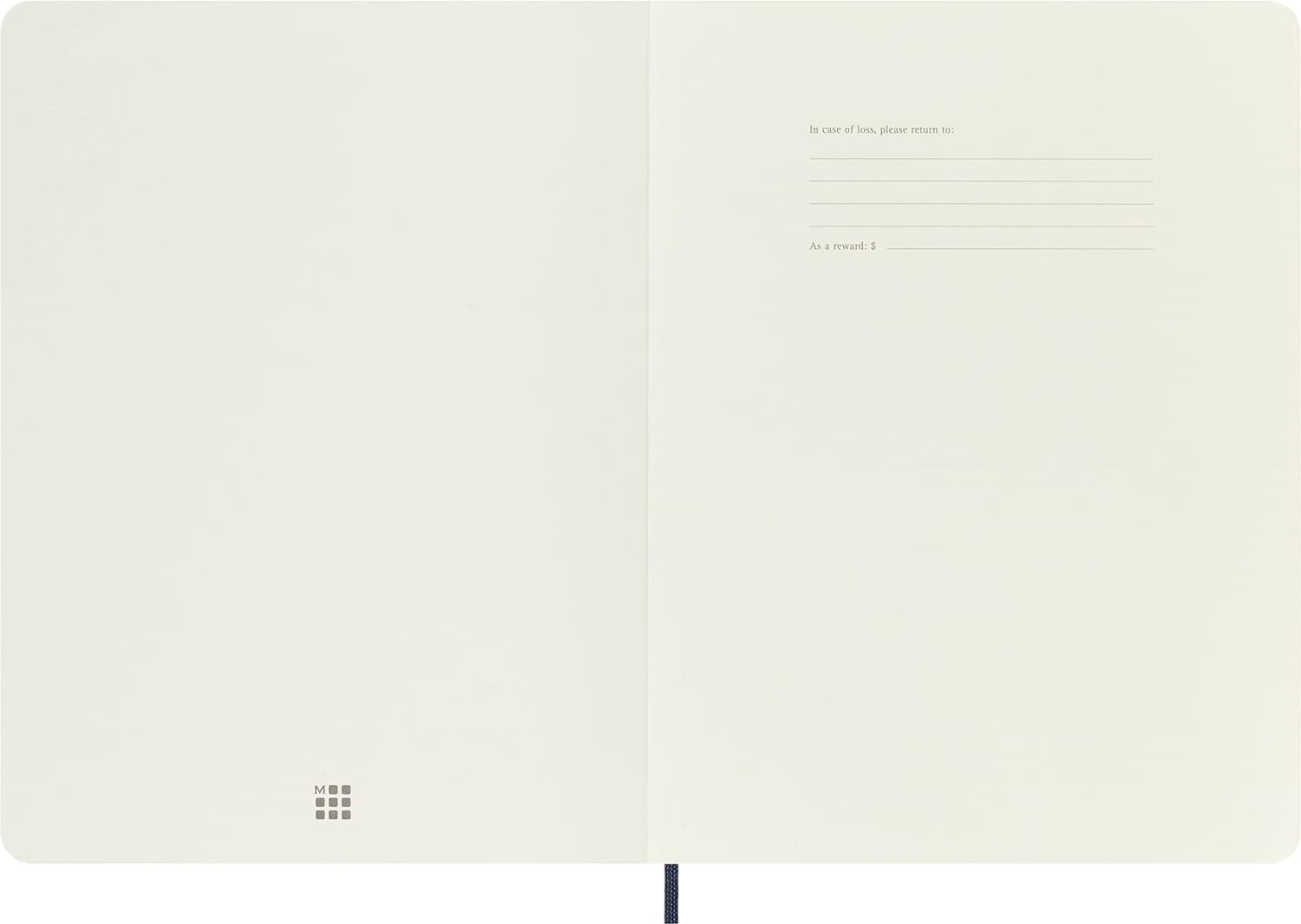 Moleskine Classic Plain Paper Notebook - Soft Cover and Elastic Closure Journal - Color Sapphire Blue - X- Large 19 x 25 A4 - 192 Pages