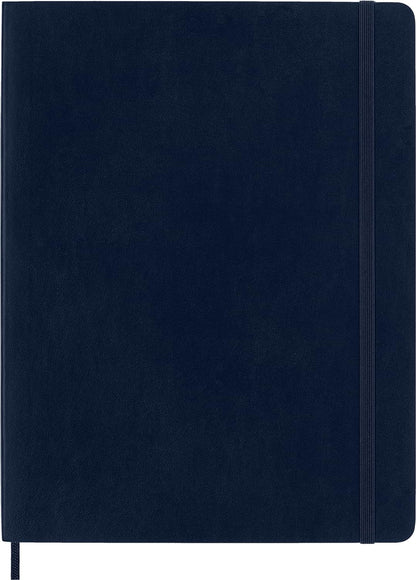 Moleskine Classic Plain Paper Notebook - Soft Cover and Elastic Closure Journal - Color Sapphire Blue - X- Large 19 x 25 A4 - 192 Pages