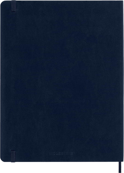 Moleskine Classic Plain Paper Notebook - Soft Cover and Elastic Closure Journal - Color Sapphire Blue - X- Large 19 x 25 A4 - 192 Pages