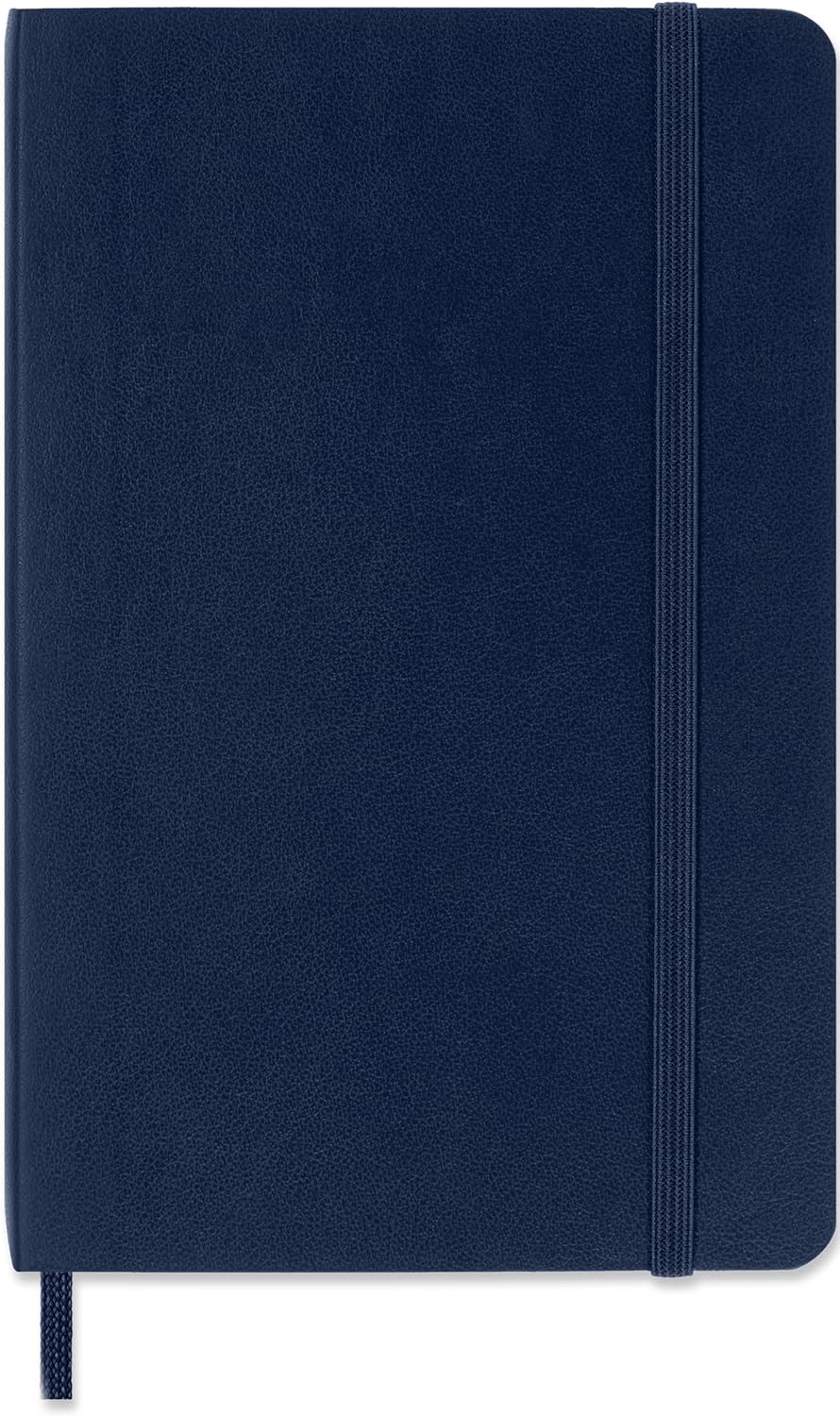 Moleskine Classic Plain Paper Notebook, Soft Cover and Elastic Closure Journal, Color Sapphire Blue, Medium 9 x 14 cm, 208 Pages