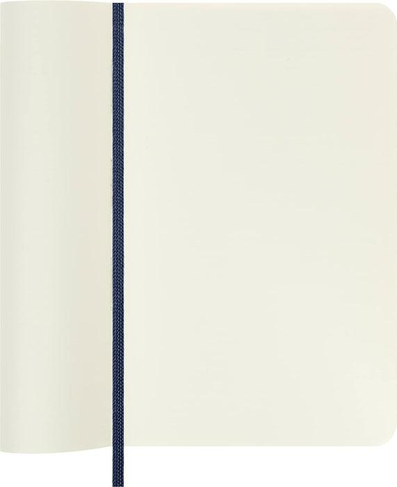 Moleskine Classic Plain Paper Notebook, Soft Cover and Elastic Closure Journal, Color Sapphire Blue, Medium 9 x 14 cm, 208 Pages