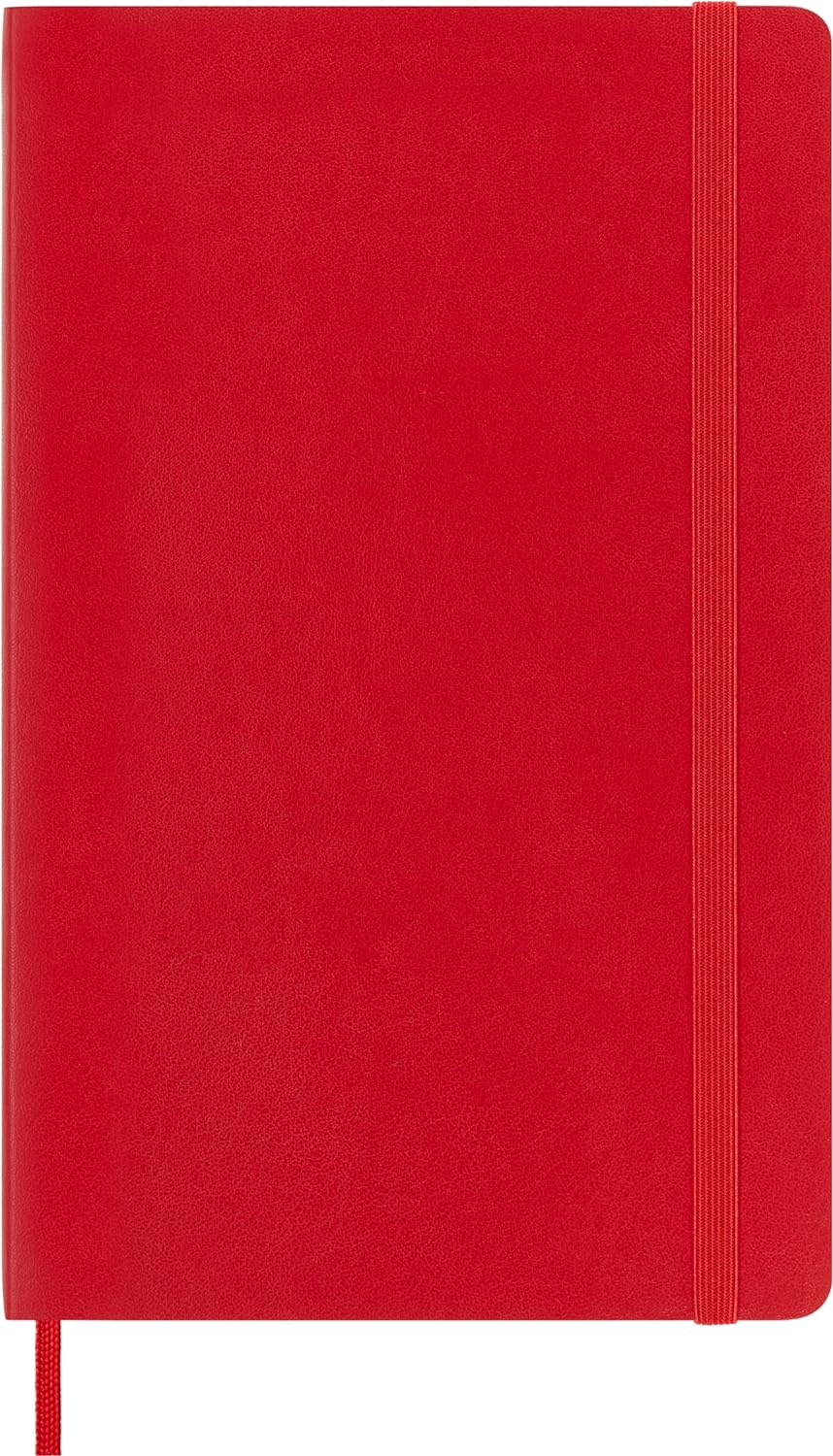 Moleskine Classic Plain Paper Notebook, Soft Cover and Elastic Closure Journal, Color Scarlet Red, Size Large 13 x 21 A5, 192 Pages