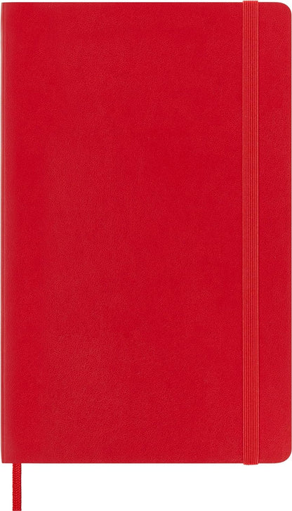 Moleskine Classic Plain Paper Notebook, Soft Cover and Elastic Closure Journal, Color Scarlet Red, Size Large 13 x 21 A5, 192 Pages