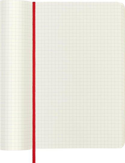 Moleskine Classic Squared Paper Notebook, Soft Cover and Elastic Closure Journal, Color Scarlet Red, Size Large 13 x 21 A5, 192 Pages