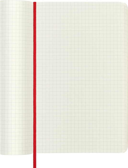 Moleskine Classic Squared Paper Notebook, Soft Cover and Elastic Closure Journal, Color Scarlet Red, Size Large 13 x 21 A5, 192 Pages