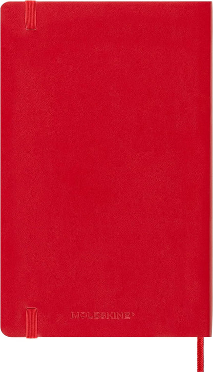 Moleskine Classic Squared Paper Notebook, Soft Cover and Elastic Closure Journal, Color Scarlet Red, Size Large 13 x 21 A5, 192 Pages