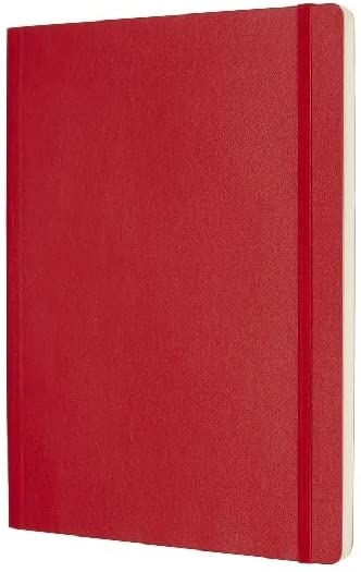 Moleskine Classic Plain Paper Notebook, Soft Cover and Elastic Closure Journal, Color Scarlet Red, Size Extra Large 19 x 25 A4, 192 Pages
