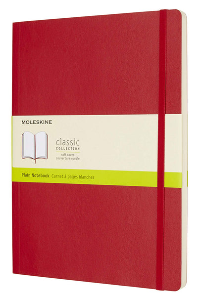 Moleskine Classic Plain Paper Notebook, Soft Cover and Elastic Closure Journal, Color Scarlet Red, Size Extra Large 19 x 25 A4, 192 Pages