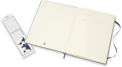 Moleskine Classic Ruled Paper Notebook, Hard Cover and Elastic Closure Journal, Color Sapphire Blue, Size Extra Large 19 x 25 cm, 192 Pages