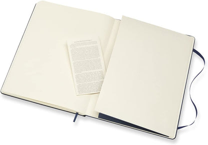 Moleskine Classic Ruled Paper Notebook, Hard Cover and Elastic Closure Journal, Color Sapphire Blue, Size Extra Large 19 x 25 cm, 192 Pages