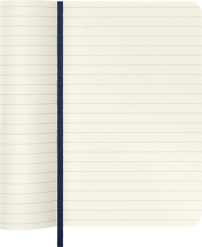 Moleskine Classic Ruled Paper Notebook, Soft Cover and Elastic Closure Journal, Color Sapphire Blue, Size Pocket 9 x 14 A6, 192 Pages