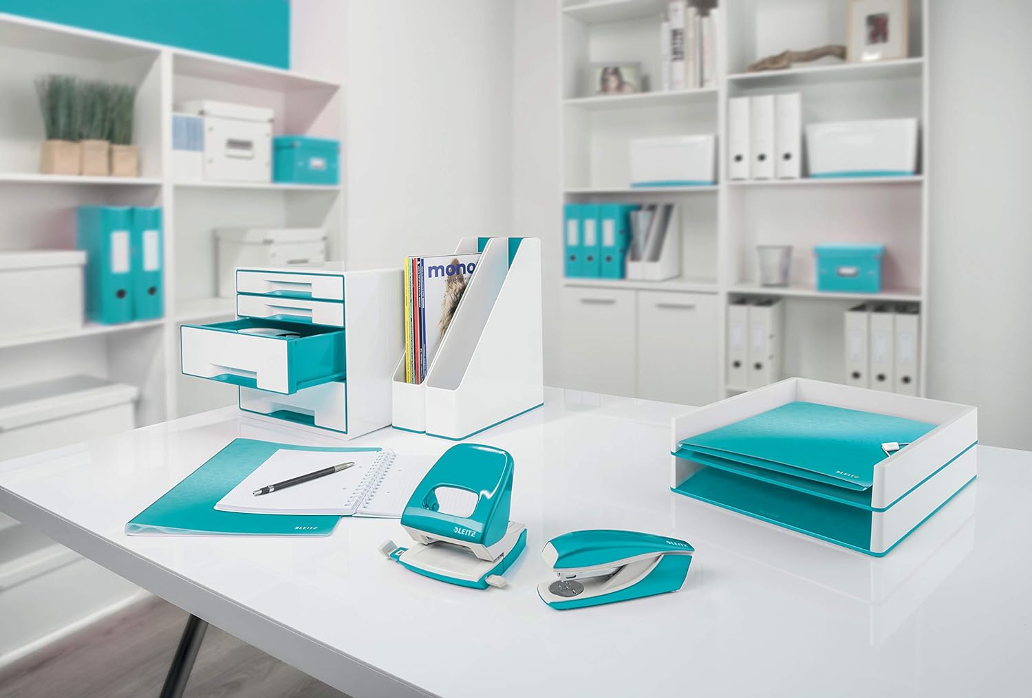 Leitz A4 Letter Tray, Ice Blue, WOW Range, 52263051