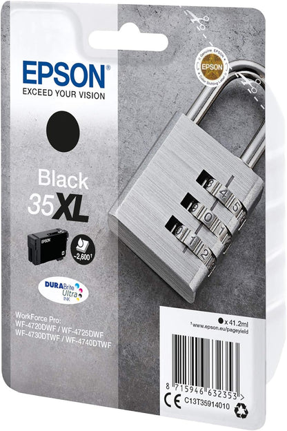 Epson 35XL Black Padlock High Yield Genuine Ink, Claria Photo HD Ink Cartridge