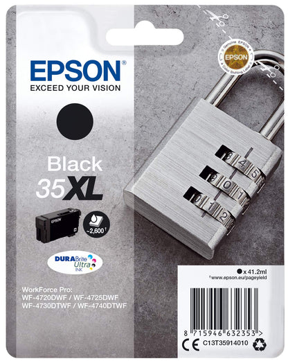 Epson 35XL Black Padlock High Yield Genuine Ink, Claria Photo HD Ink Cartridge