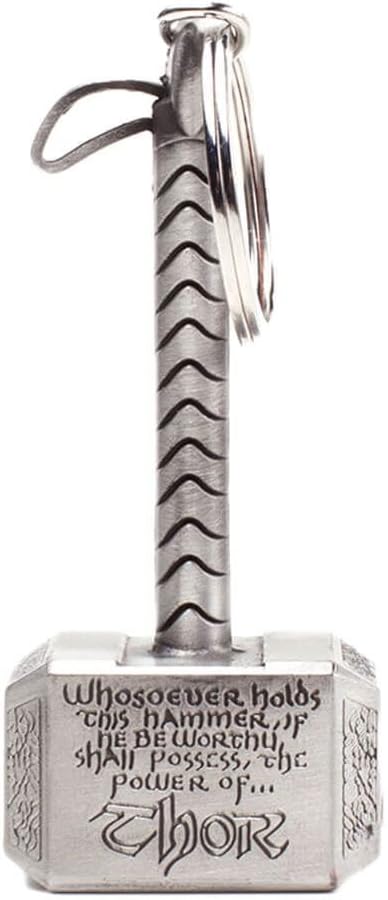 Bioworld BIO-KE070702MAR Marvel Comics Thor Mjolnir Hammer 3D Metal Keychain, One Size, Multicolour Keyring, 16 cm