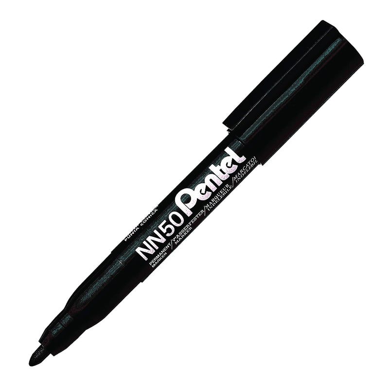 Pentel - Marcador permanente punta cónica. Color negro. - Pack de 12