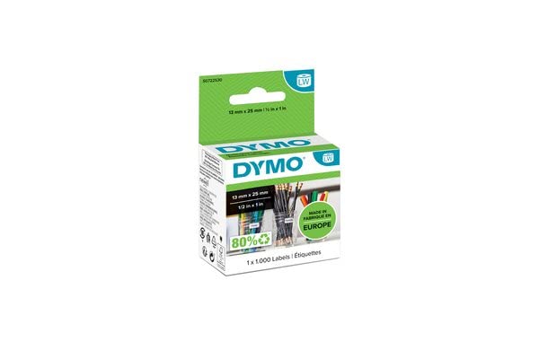 DYMO Authentic LabelWriter Small Multi-Purpose Labels | 13 mm x 25 mm | Self-Adhesive | Roll of 1000 | Easy-Peel Labels | for LabelWriter Label Makers | Made in Europe