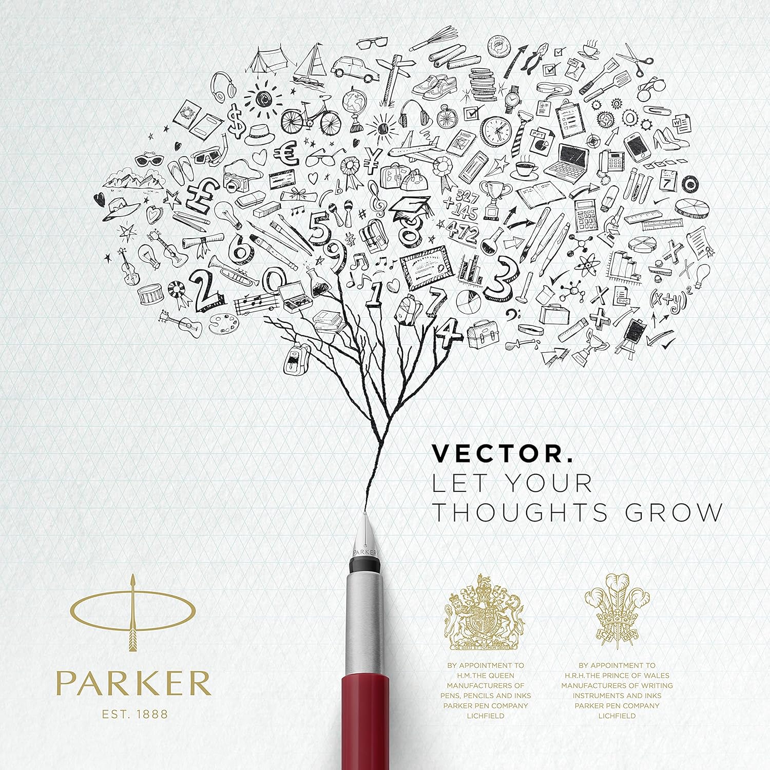 Parker Vector Fountain Pen | Blue with Chrome Trim | Medium Nib | Blue Ink | Hangtab
