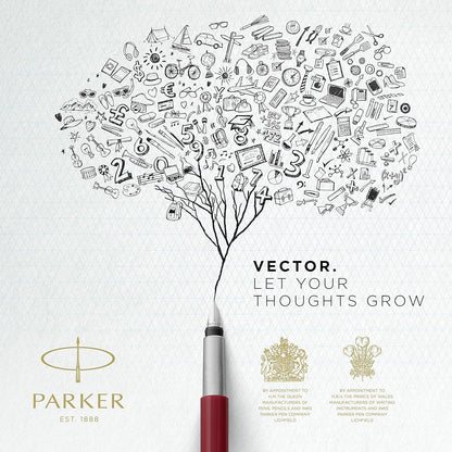Parker Vector Fountain Pen | Blue with Chrome Trim | Medium Nib | Blue Ink | Hangtab