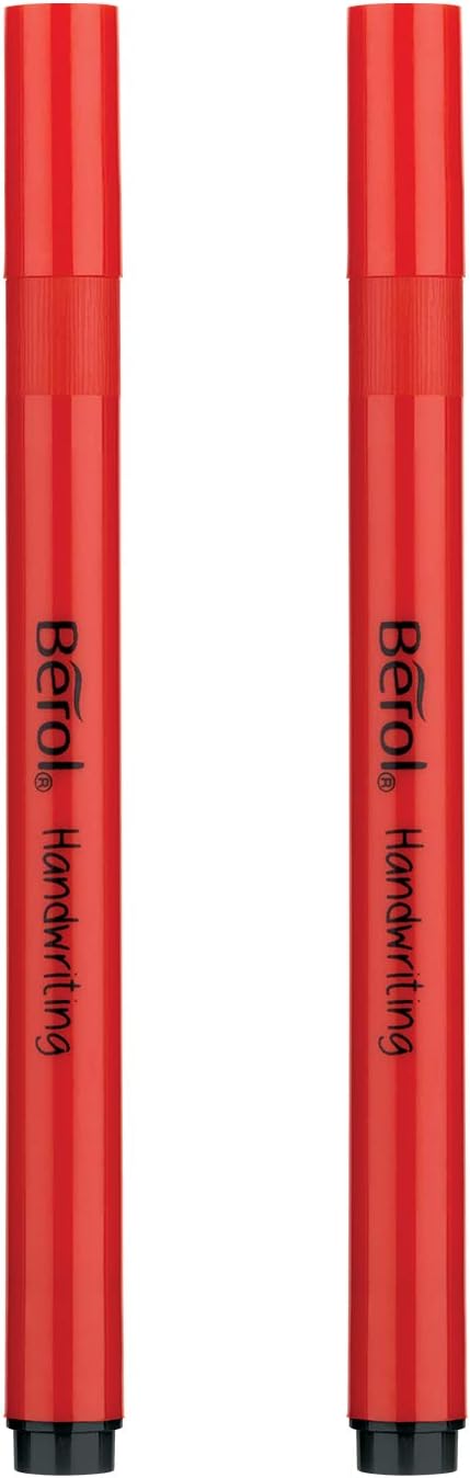 Berol Handwriting Pens | Round Shape is Easy to Hold | Washable Black Ink | Bright Barrels | 2 Count
