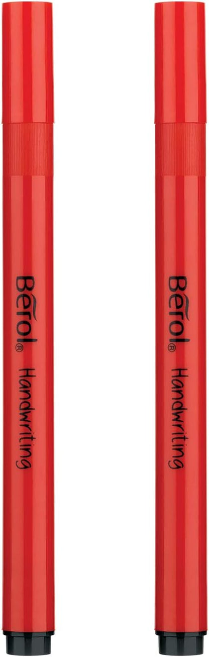 Berol Handwriting Pens | Round Shape is Easy to Hold | Washable Black Ink | Bright Barrels | 2 Count