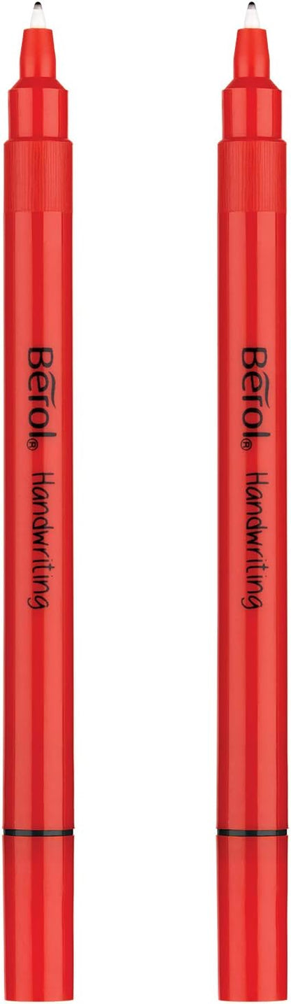 Berol Handwriting Pens | Round Shape is Easy to Hold | Washable Black Ink | Bright Barrels | 2 Count
