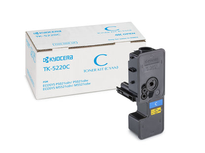 Kyocera TK-5220C Toner Cyan, Original Premium Cartridge 1T02R9CNL1. Compatible ECOSYS Printers M5521cdn/cdw, P5021cdn/cdw